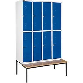 Schäfer Shop Select, Schäfer Shop Select Kleiderspind, 4x2 Abteile, m. Sitzbank, 300mm, Drehriegelverschluss, Tür enzianblau, Schäfer Shop Select Kleiderspind, 4x2 Abteile, m. Sitzbank, 300mm, Drehriegelverschluss, Tür enzianblau