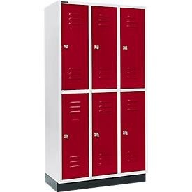 Schäfer Shop Select, Schäfer Shop Select Kleiderspind, mit 3 x 2 Abteilen, 300 mm, mit Sockel, Zylinderschloss, Tür rubinrot, Schäfer Shop Select Kleiderspind, mit 3 x 2 Abteilen, 300 mm, mit Sockel, Zylinderschloss, Tür rubinrot