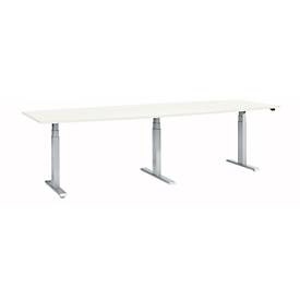 Schäfer Shop Select, Schäfer Shop Select Konferenztisch ERGO-T 2.0 Big, bis 8 Personen, elektrisch höhenverstellbar, Tonne, T-Fuss, B 2800 mm, weiss/weissalu, Schäfer Shop Select Konferenztisch ERGO-T 2.0 Big, bis 8 Personen, elektrisch höhenverstellbar, Tonne, T-Fuss, B 2800 mm, weiss/weissalu