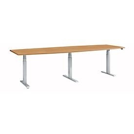 Schäfer Shop Select, Schäfer Shop Select Konferenztisch ERGO-T 2.0 Big, bis 8 Personen, elektrisch höhenverstellbar, Tonne, T-Fuss, B 2800 mm, Buche/weissalu, Schäfer Shop Select Konferenztisch ERGO-T 2.0 Big, bis 8 Personen, elektrisch höhenverstellbar, Tonne, T-Fuss, B 2800 mm, Buche/weissalu