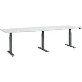 Schäfer Shop Select, Schäfer Shop Select Konferenztisch ERGO-T 2.0 Big, bis 8 Personen, elektrisch höhenverstellbar, Tonne, T-Fuss, B 2800 mm, lichtgrau/anthrazit, Schäfer Shop Select Konferenztisch ERGO-T 2.0 Big, bis 8 Personen, elektrisch höhenverstellbar, Tonne, T-Fuss, B 2800 mm, lichtgrau/anthrazit