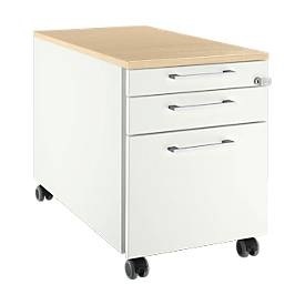 Schäfer Shop Select, Schäfer Shop Select Rollcontainer 126, 3 Schübe, Griff eckig, weiss/Ahorn-Dekor, Schäfer Shop Select Rollcontainer 126, 3 Schübe, Griff eckig, weiss/Ahorn-Dekor