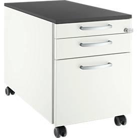 SSI Schäfer, Rollcontainer 126, 3 Schübe, Griff rund,weiß/graphit, Schäfer Shop Select Rollcontainer 126, 3 Schübe, Griff rund,weiß/graphit