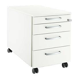 SSI Schäfer, Rollcontainer 1233, 4 Schübe, Griff rund, weiß/weiß, Schäfer Shop Select Rollcontainer 1233, 4 Schübe, Griff rund, weiß/weiß