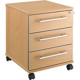 Schäfer Shop Select, Schäfer Shop Select Rollcontainer Moxxo IQ 333, 3 Schübe, B 410 x T 495 x H 510 mm, abschliessbar, Buche-Dekor, Schäfer Shop Select Rollcontainer Moxxo IQ 333, 3 Schübe, B 410 x T 495 x H 510 mm, abschliessbar, Buche-Dekor