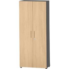Schäfer Shop Select, Schäfer Shop Select Schrank Start Off, 6 OH, abschliessbar, B 800 x T 420 x H 2196 mm, Holz, graphit/ahorn, Schäfer Shop Select Schrank Start Off, 6 OH, abschliessbar, B 800 x T 420 x H 2196 mm, Holz, graphit/ahorn