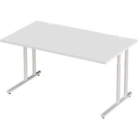 Schäfer Shop Select, Schäfer Shop Select Schreibtisch COMBITEC, B 1600 x T 800 x H 677 - 817 mm, lichtgrau/weissalu, Schäfer Shop Select Schreibtisch COMBITEC, Rechteck, C-Fuss, B 1600 x T 800 x H 677-817 mm, lichtgrau/weissaluminium