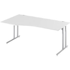 Schäfer Shop Select Schreibtisch COMBITEC, B 1800 x T 1000/800 mm, lichtgrau/weißalu