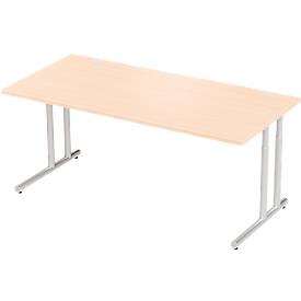 Schäfer Shop Select, Schäfer Shop Select Schreibtisch COMBITEC, B 1800 x T 800 x H 677 - 817 mm, Ahorn/weißalu, Schäfer Shop Select Schreibtisch COMBITEC, Rechteck, C-Fuss, B 1800 x T 800 x H 677-817 mm, Ahorn/weissaluminium