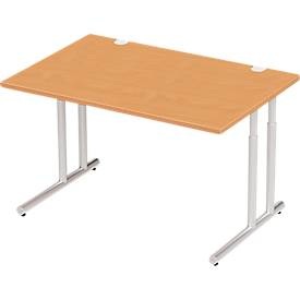 SSI Schäfer, Schreibtisch COMBITEC, B 1200 x T 800 x H 677 - 817 mm, Buche/weißalu, Schäfer Shop Select Schreibtisch COMBITEC, Rechteck, C-Fuss, B 1200 x T 800 x H 677-817 mm, Buche/weissaluminium