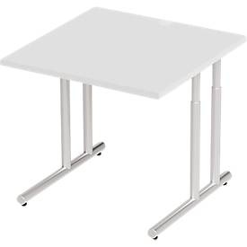 Schäfer Shop Select, Schäfer Shop Select Schreibtisch COMBITEC, B 800 x T 800 x H 677 - 817 mm, lichtgrau/weißalu, Schäfer Shop Select Schreibtisch COMBITEC, Quadrat, C-Fuss, B 800 x T 800 x H 677-817 mm, lichtgrau/weissaluminium
