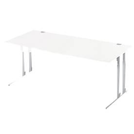 Schäfer Shop Select, Schäfer Shop Select Schreibtisch COMBITEC, B 1800 x T 1000/800 mm, weiss/weissalu, Schäfer Shop Select Schreibtisch COMBITEC, Freiform, Ansatz links, C-Fuss, B 1800 x T 1000/800 x H 677-817 mm, weiss/weissaluminium