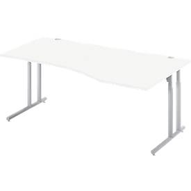 Schäfer Shop Select, Schäfer Shop Select Schreibtisch COMBITEC, B 1800 x T 1000/800 mm, weiss/weissalu, Schäfer Shop Select Schreibtisch COMBITEC, Freiform, Ansatz rechts, C-Fuss, B 1800 x T 1000/800 x H 677-817 mm, weiss/weissaluminium