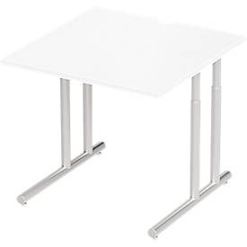 Schäfer Shop Select, Schäfer Shop Select Schreibtisch COMBITEC, B 800 x T 800 x H 677 - 817 mm, weiss/weissalu, Schäfer Shop Select Schreibtisch COMBITEC, Quadrat, C-Fuss, B 800 x T 800 x H 677-817 mm, weiss/weissaluminium