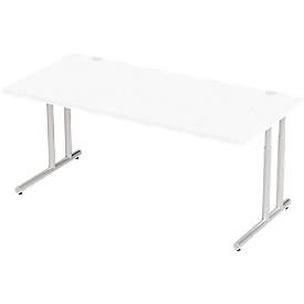 Schäfer Shop Select, Schäfer Shop Select Schreibtisch COMBITEC, B 1800 x T 800 x H 677 - 817 mm, weiss/weissalu, Schäfer Shop Select Schreibtisch COMBITEC, Rechteck, C-Fuss, B 1800 x T 800 x H 677-817 mm, weiss/weissaluminium