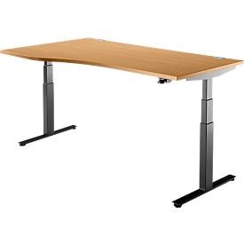 Schäfer Shop Select, Schäfer Shop Select Schreibtisch DRIVE UP 2, elektrisch höhenverstellbar, Freiform, Ansatz links, T-Fuss, B 1800 mm, Buche/schwarz, Schäfer Shop Select Schreibtisch DRIVE UP 2, elektrisch höhenverstellbar, Freiform, Ansatz links, T-Fuss, B 1800 mm, Buche/schwarz