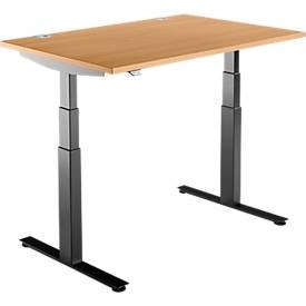 Schäfer Shop Select, Schäfer Shop Select Schreibtisch DRIVE UP 2, elektrisch höhenverstellbar, Rechteck, T-Fuss, B 1200 x T 800 x H 630-1290 mm, Buche/schwarz, Schäfer Shop Select Schreibtisch DRIVE UP 2, elektrisch höhenverstellbar, Rechteck, T-Fuss, B 1200 x T 800 x H 630-1290 mm, Buche/schwarz