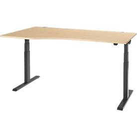 Schäfer Shop Select, Schäfer Shop Select Schreibtisch ERGO-T 2.0, elektrisch höhenverstellbar, Freiform Ansatz links, T-Fuss, B 1800x H 640-1300 mm, Ahorn/anthrazit, Schäfer Shop Select Schreibtisch ERGO-T 2.0, elektrisch höhenverstellbar, Freiform Ansatz links, T-Fuss, B 1800x H 640-1300 mm, Ahorn/anthrazit