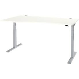 Schäfer Shop Select, Schäfer Shop Select Schreibtisch ERGO-T 2.0, elektrisch höhenverstellbar, Freiform Ansatz links, T-Fuss, B 1800x H 640-1300 mm, weiss/weissalu, Schäfer Shop Select Schreibtisch ERGO-T 2.0, elektrisch höhenverstellbar, Freiform Ansatz links, T-Fuss, B 1800x H 640-1300 mm, weiss/weissalu