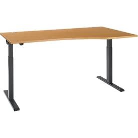 Schäfer Shop Select, Schäfer Shop Select Schreibtisch ERGO-T 2.0, elektrisch höhenverstellbar, Freiform Ansatz rechts, T-Fuss, B 1800 x H 715-1205 mm, Buche/anthrazit, Schäfer Shop Select Schreibtisch ERGO-T 2.0, elektrisch höhenverstellbar, Freiform Ansatz rechts, T-Fuss, B 1800 x H 715-1205 mm, Buche/anthrazit