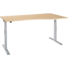 Schäfer Shop Select, Schäfer Shop Select Schreibtisch ERGO-T 2.0, elektrisch höhenverstellbar, Freiform Ansatz rechts, T-Fuss, B 1800x H 640-1300 mm, Ahorn/weissalu, Schäfer Shop Select Schreibtisch ERGO-T 2.0, elektrisch höhenverstellbar, Freiform Ansatz rechts, T-Fuss, B 1800x H 640-1300 mm, Ahorn/weissalu