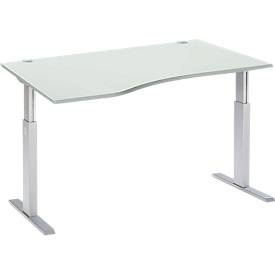 Schäfer Shop Select, Schäfer Shop Select Schreibtisch ERGO-T, elektrisch höhenverstellbar, Freiform, Ansatz links, T-Fuß, B 1800 x H 725-1185 mm, lichtgrau/weißalu, Schäfer Shop Select Schreibtisch ERGO-T, elektrisch höhenverstellbar, Freiform, Ansatz links, T-Fuß, B 1800 x H 725-1185 mm, lichtgrau/weißalu