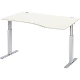 Schäfer Shop Select, Schäfer Shop Select Schreibtisch ERGO-T, elektrisch höhenverstellbar, Freiform, Ansatz rechts, T-Fuss, B 1800 x H 725-1185 mm, weiss/weissalu, Schäfer Shop Select Schreibtisch ERGO-T, elektrisch höhenverstellbar, Freiform, Ansatz rechts, T-Fuss, B 1800 x H 725-1185 mm, weiss/weissalu