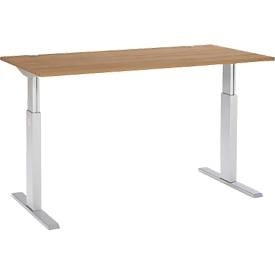 Schäfer Shop Select, Schäfer Shop Select Schreibtisch ERGO-T, elektrisch höhenverstellbar, Rechteck, T-Fuss, B 1600 x T 800 x H 725-1185 mm, Kirsche Romana/alusilber, 