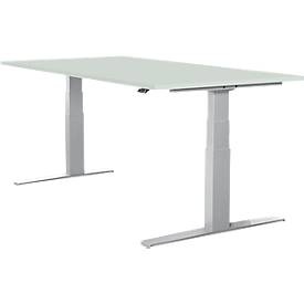 Schäfer Shop Select, Schäfer Shop Select Schreibtisch LOGIN, elektrisch höhenverstellbar, Rechteck, T-Fuss, B 1600 x T 800 x H 645-1290 mm, lichtgrau/weissaluminium, Schäfer Shop Select Schreibtisch LOGIN, elektrisch höhenverstellbar, Rechteck, T-Fuss, B 1600 x T 800 x H 645-1290 mm, lichtgrau/weissaluminium