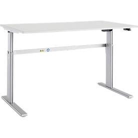 Schäfer Shop Select, Schäfer Shop Select Schreibtisch Moxxo IQ, elektrisch höhenverstellbar, Rechteck, C-Fuss, B 1800 x T 800 x H 725-1185 mm, lichtgrau/weissaluminium, Schäfer Shop Select Schreibtisch Moxxo IQ, elektrisch höhenverstellbar, Rechteck, C-Fuss, B 1800 x T 800 x H 725-1185 mm, lichtgrau/weissaluminium