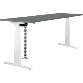 undefined, Tisch, zweistufig elektrisch höhenverstellbar, B 1600 mm, dunkelgrau/weiß, 