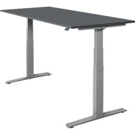 Schäfer Shop Select, Schäfer Shop Select Schreibtisch SET UP, elektrisch höhenverstellbar, Rechteck, T-Fuss, B 1800 x T 800 x H 645-1290 mm, graphit/weissaluminium, Schäfer Shop Select Schreibtisch SET UP, elektrisch höhenverstellbar, Rechteck, T-Fuss, B 1800 x T 800 x H 645-1290 mm, graphit/weissaluminium