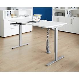 Schäfer Shop Select, Schäfer Shop Select Schreibtisch Start Off, elektrisch höhenverstellbar, Rechteck, T-Fuss, B 1600 mm, weiss/weissalu, Schäfer Shop Select Schreibtisch Start Off, elektrisch höhenverstellbar, Rechteck, T-Fuss, B 1600 mm, weiss/weissalu + Schublade & Kabelspirale