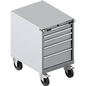 Schäfer Shop Select, Schäfer Shop Select Schubladenschrank mit Rollen WSK 27-36, 5 Schübe, bis 200 kg, B 564 x T 725 x H 920 mm, weissaluminium/weissaluminium