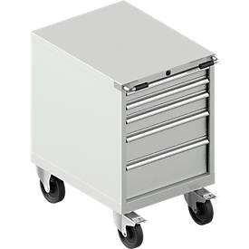 Schäfer Shop Select, Schäfer Shop Select Schubladenschrank mit Rollen WSK 27-36, 5 Schübe, bis 75 kg, B 564 x T 725 x H 920 mm, lichtgrau/lichtgrau