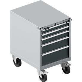 Schäfer Shop Select, Schäfer Shop Select Schubladenschrank mit Rollen WSK 27-36, 5 Schübe, bis 75 kg, B 564 x T 725 x H 920 mm, weissaluminium/anthrazitgrau
