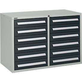 Schäfer Shop Pure, Schäfer Shop Pure Schubladenschrank SF 120, 12 Schübe, lichtgrau RAL 7035 enzianblau RAL 5010, Schäfer Shop Select Schubladenschrank SF 120, 12 Schübe mit Etikettenschildern, abschliessbar, B 1055 x T 500 x H 723 mm, lichtgrau RAL 7035/enzianblau RAL 5010