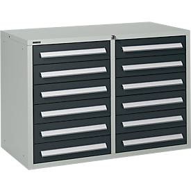 Schäfer Shop Select, Schäfer Shop Select Schubladenschrank SF 120, 12 Schübe, lichtgrau RAL 7035 anthrazitgrau RAL 7016, Schäfer Shop Select Schubladenschrank SF 120, 12 Schübe mit Etikettenschildern, abschliessbar, B 1055 x T 500 x H 723 mm, lichtgrau RAL7035/anthrazitgrau RAL 7016