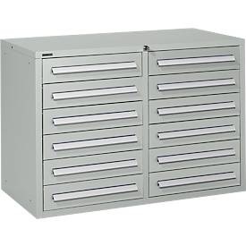 Schäfer Shop Pure, Schäfer Shop Pure Schubladenschrank SF 120, 12 Schübe, lichtgrau RAL 7035 lichtgrau RAL 7035, Schäfer Shop Select Schubladenschrank SF 120, 12 Schübe mit Etikettenschildern, abschliessbar, B 1055 x T 500 x H 723 mm, lichtgrau RAL 7035/lichtgrau RAL 7035