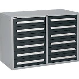 Schäfer Shop Select, Schäfer Shop Select Schubladenschrank SF 120, 12 Schübe, weissaluminium RAL 9006 anthrazitgrau RAL 7016, Schäfer Shop Select Schubladenschrank SF 120, 12 Schübe mit Etikettenschildern, abschliessbar, B 1055 x T 500 x H 723 mm, weissaluminium RAL 9006/anthrazitgrau RAL 7016