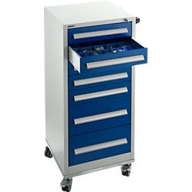 Schäfer Shop Select, Schäfer Shop Select Schubladenschrank SFR 70, 7 Schübe, mit Rollen, lichgrau RAL 7035 einzianblau RAL 5010, Schäfer Shop Select Schubladenschrank SFR 70, 7 Schübe, mit Rollen, lichgrau RAL 7035 einzianblau RAL 5010