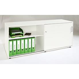 Schäfer Shop Select, Schäfer Shop Select Sideboard, mit Schiebetür, abschliessbar, Spanplatte, B 1600 x T 500 x H 663 mm, links anstellbar, weiss, Schäfer Shop Select Sideboard, mit Schiebetür, abschliessbar, Spanplatte, B 1600 x T 500 x H 663 mm, links anstellbar, weiss