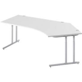 Schäfer Shop Select, Schäfer Shop Select Schreibtisch 135° COMBITEC, B 2165 x T 800 x H 677 - 817 mm, lichtgrau/weißalu, Schäfer Shop Select Winkelschreibtisch COMBITEC, 135° Winkel rechts, C-Fuss, B 2165 x T 800/800 x H 677-817 mm, lichtgrau/weissalu