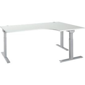 Schäfer Shop Select, Schäfer Shop Select Winkelschreibtisch ERGO-T 2.0, 90° Winkel, Ansatz rechts, T-Fuss, B 2000 x T 1200/800 x H 675-895 mm, lichtgrau/weissalu, Schäfer Shop Select Winkelschreibtisch ERGO-T 2.0, 90° Winkel, Ansatz rechts, T-Fuss, B 2000 x T 1200/800 x H 675-895 mm, lichtgrau/weissalu