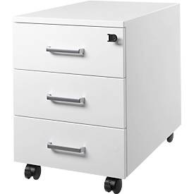 Schäfer Shop Pure, Schäfer Shop Pure Rollcontainer 333, 3 Schübe, abschliessbar, Metallgriffe, Feinblech pulverbeschichtet, B 420 x T 600 x H 570 mm, weiss, Schäfer Shop Pure Rollcontainer 333, 3 Schübe, abschliessbar, Metallgriffe, Feinblech pulverbeschichtet, B 420 x T 600 x H 570 mm, weiss