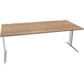 Schäfer Shop Pure, Schäfer Shop Pure Schreibtisch PLANOVA BASIC, 2000 x 1000 mm, Kirsche Romana-Dekor, Gestell weiss, 