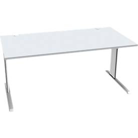 Schäfer Shop Pure, Schäfer Shop Pure Schreibtisch PLANOVA BASIC, B 1600 mm H 717 x T 800 mm, lichtgrau, Gestell weiss, Schäfer Shop Pure Schreibtisch PLANOVA BASIC, Rechteck, C-Fuss, B 1600 x T 800 x H 717 mm, lichtgrau/weiss + Kabelkanal