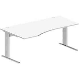 Schäfer Shop Pure, Schäfer Shop Pure Schreibtisch PLANOVA BASIC, B 1800 x T 1000/800 x H 717 mm, weiss, Gestell weiss, Schäfer Shop Pure Schreibtisch PLANOVA BASIC, Freiform, Ansatz links, C-Fuss, B 1800 x T 1000/800 x H 717 mm, weiss + Kabelkanal