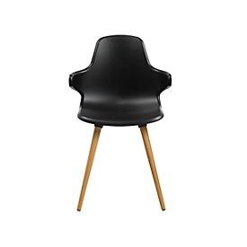 Topstar, Schalenstuhl T2020 mit AL, schwarz/Buche, Schalenstuhl Topstar® T 2020, 4-Fuss, desinfektionsmittelbeständig, mit Armlehnen, schwarz/Buche