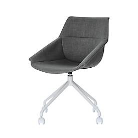 Paperflow, Paperflow Besucherstuhl mit Armlehne LUGE Anthrazit, Weiss 2 Stück, Schalenstuhl Luge, 2er-Set, B 555 x T 580 x H 840 mm, um 360° drehbar, Rollen, gepolstert, Polypropylen & Stahl lackiert, anthr./weiß